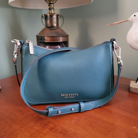 Kate Spade K6576 Hudson Medium Crossbody Deep Teal Leather Bag